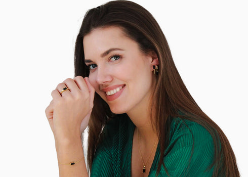 Ameya अमेय | Onyx | Ring | 18K Vermeil Vergoldung