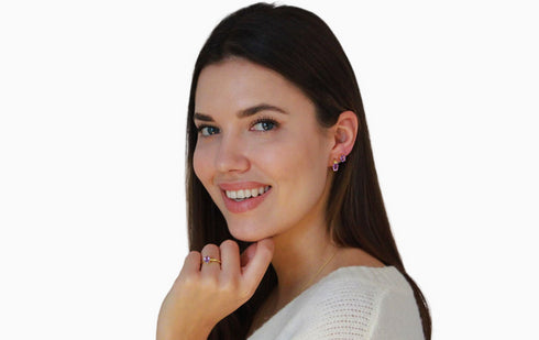 Divya दिव्या | Amethyst | Ohrstecker | 18K Vermeil Vergoldung