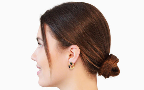 Divya दिव्या | Onyx | Ohrstecker | 18K Vermeil Vergoldung