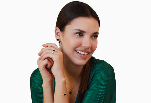 Divya दिव्या | Onyx | Ohrstecker | 18K Vermeil Vergoldung