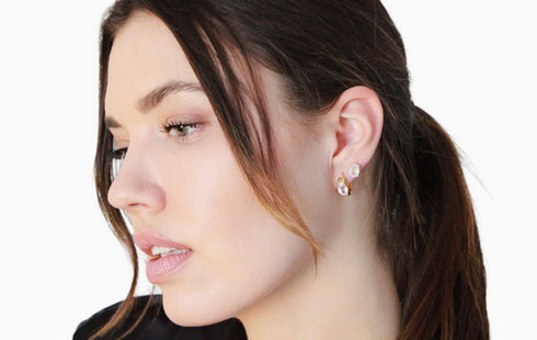 Divya दिव्या | Rosenquarz | Hoop | 18K Vermeil Vergoldung