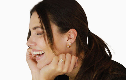 Divya दिव्या | Rosenquarz | Ohrstecker | 18K Vermeil Vergoldung